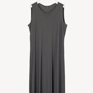 Oska Grey Techno-Stretch Perforated-Hem Sleeveless Maxi Dress